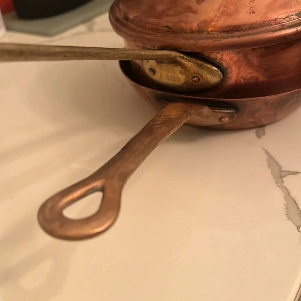Set of 3 Vintage Copper Cookware Lid Fits Both Pot and Pan
